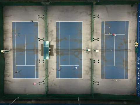 Aerial view of tennis courts
