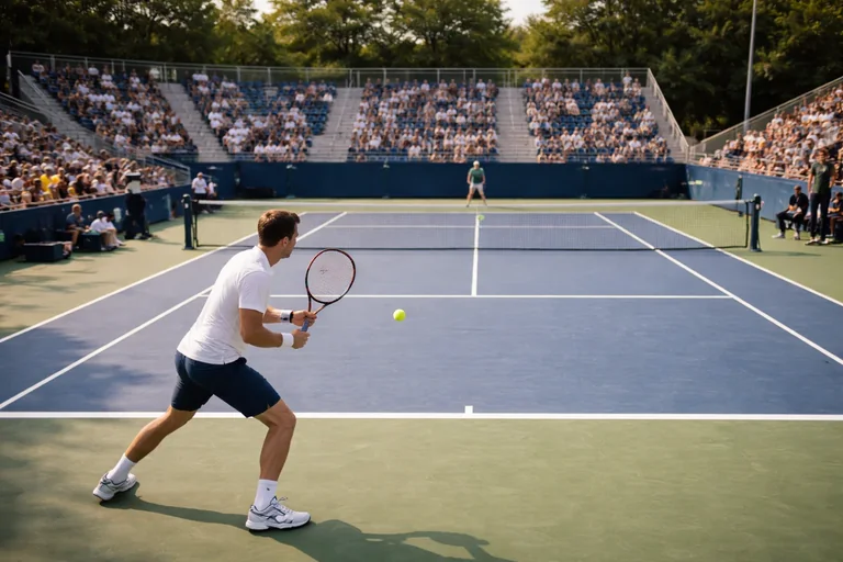 Professional tennis tournament with crowd